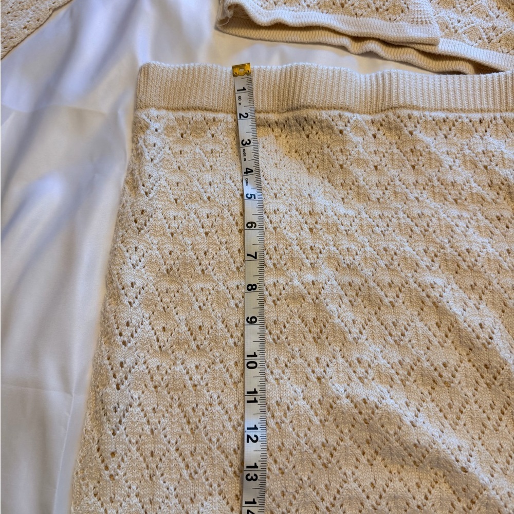 Cream Crochet Knit Cardigan & Skirt Set - Picture 3 of 10